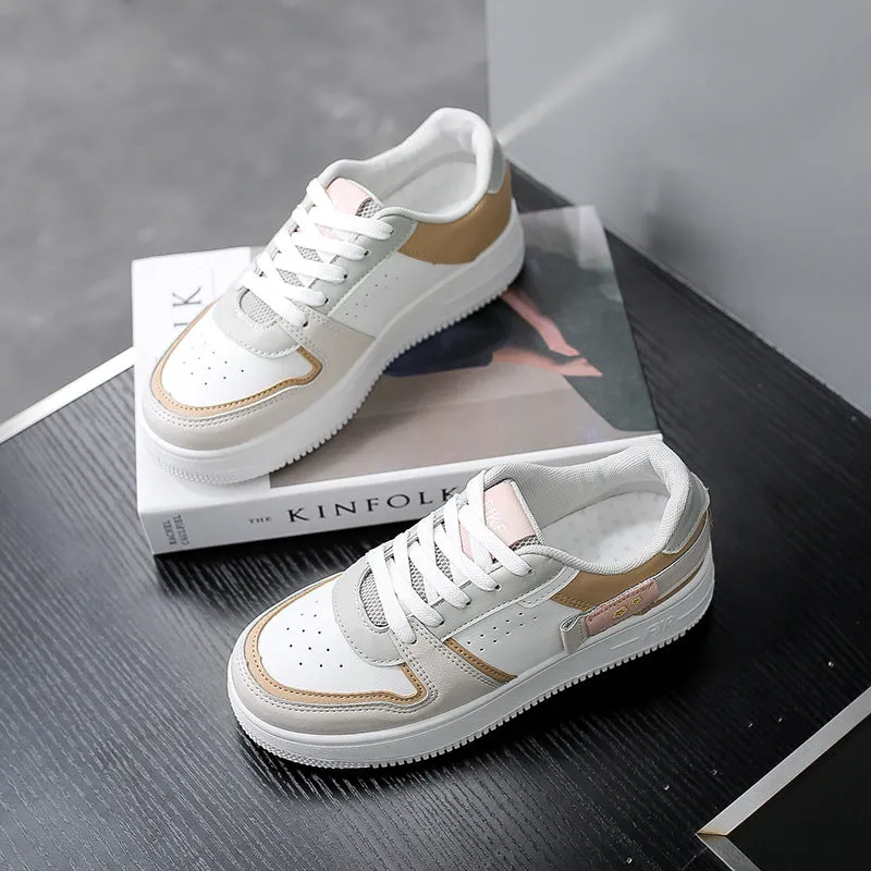 Beige and white casual sneakers