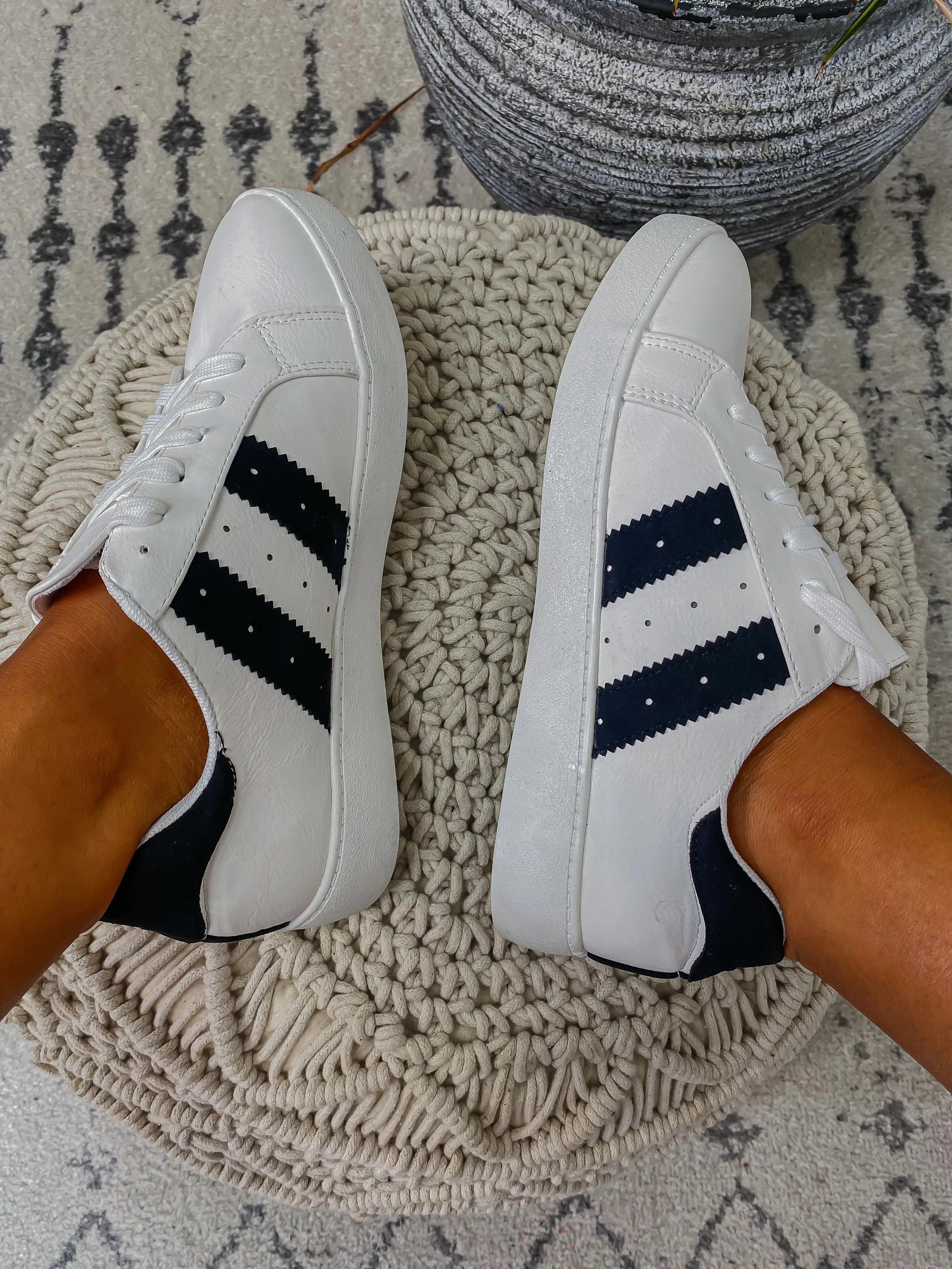 Black & White Stripe Lace Up Sneaker