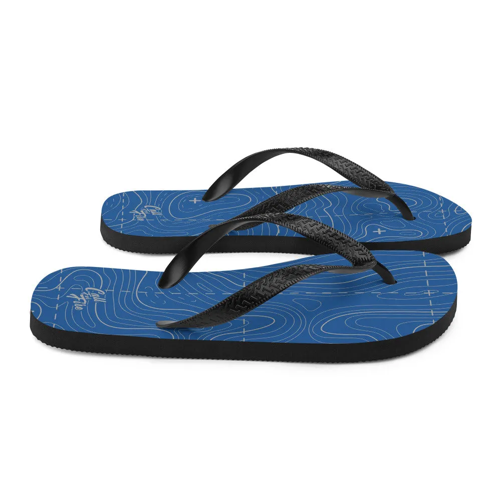 Blue and Gray Topographical Flip-Flops