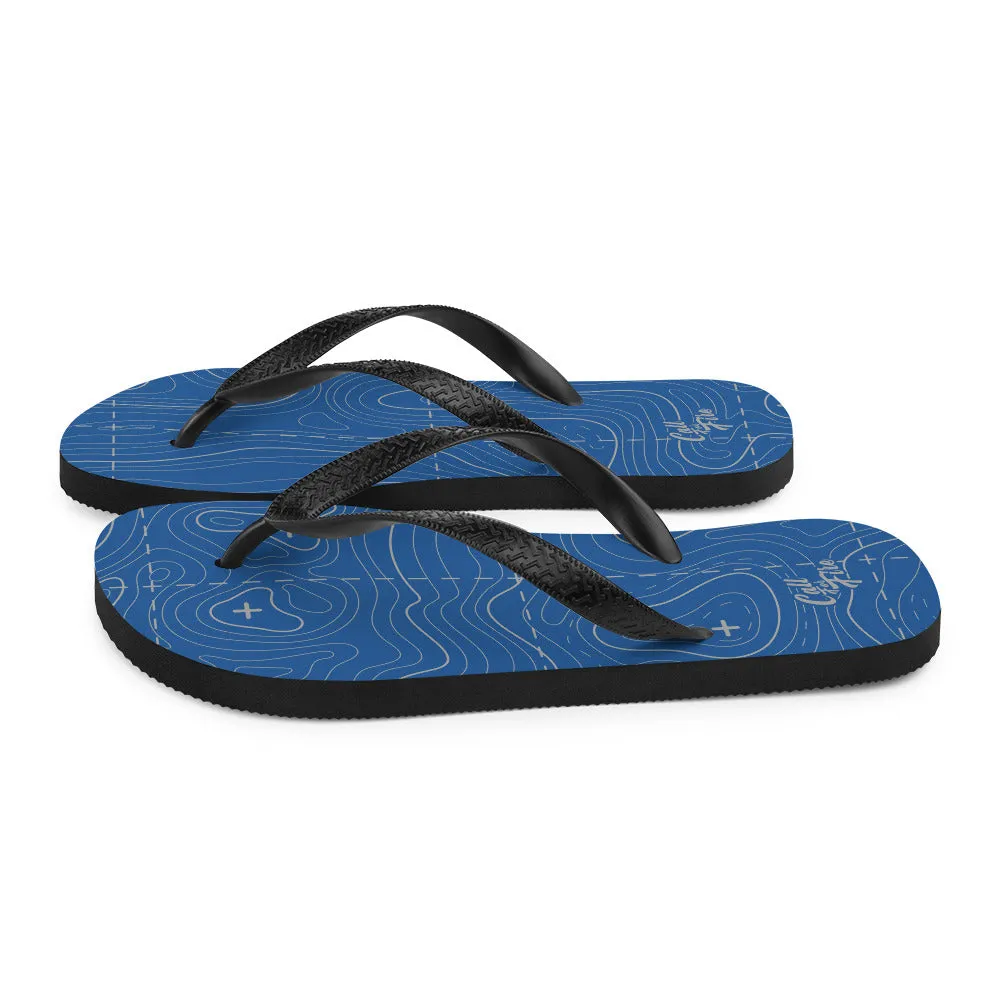 Blue and Gray Topographical Flip-Flops