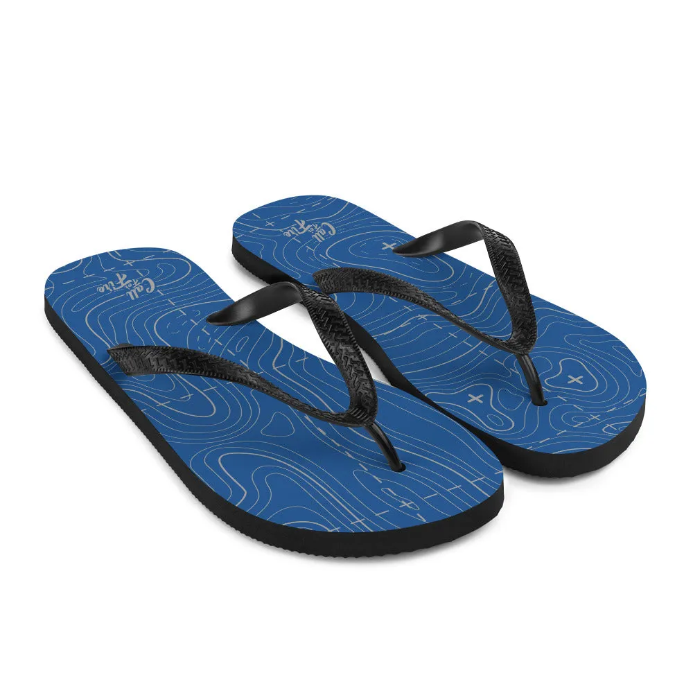 Blue and Gray Topographical Flip-Flops