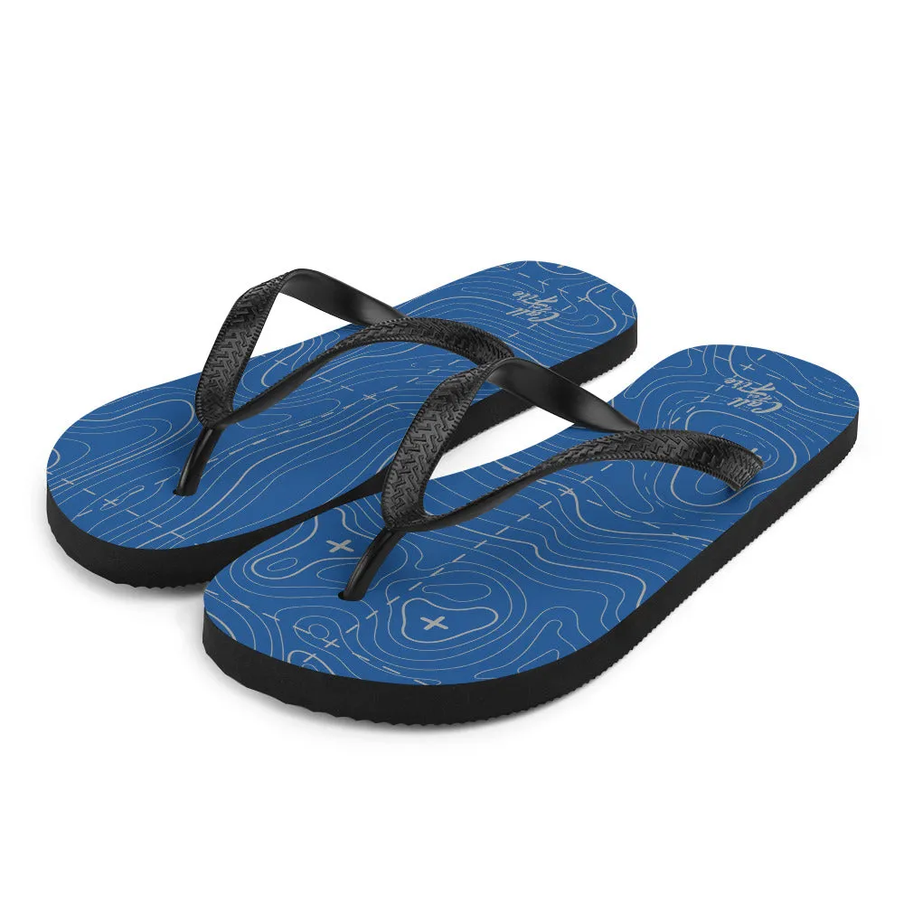 Blue and Gray Topographical Flip-Flops