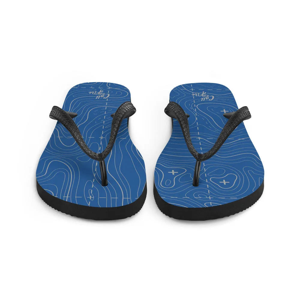 Blue and Gray Topographical Flip-Flops