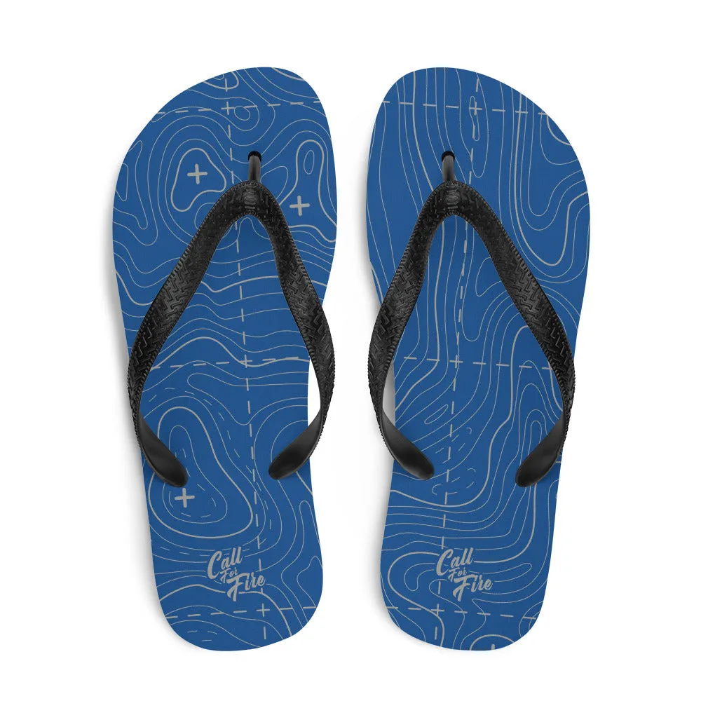 Blue and Gray Topographical Flip-Flops