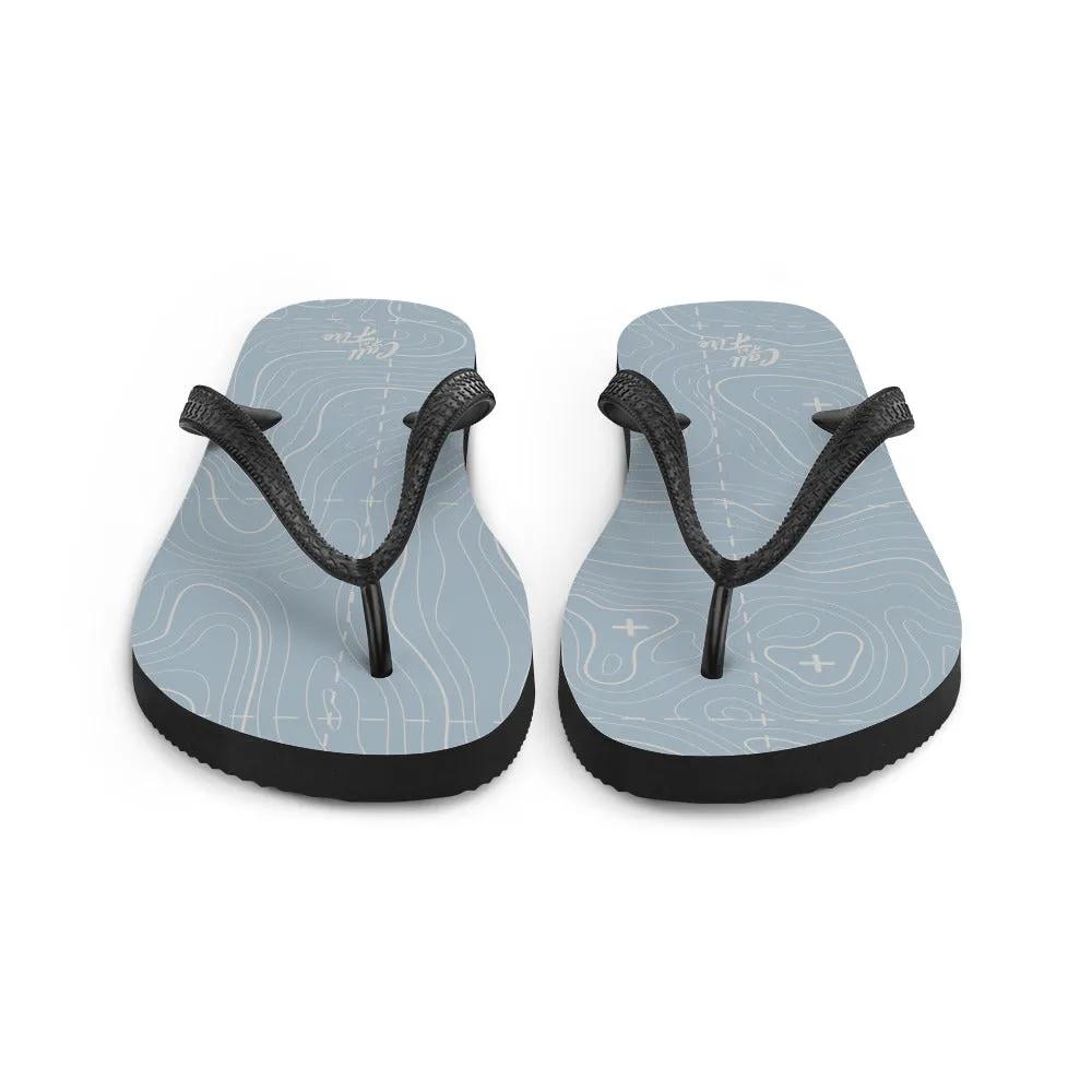 Blue Gray and Silver Flip-Flops
