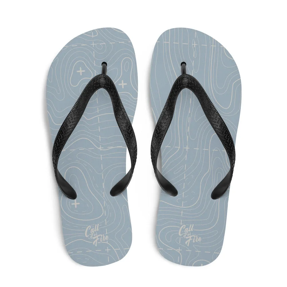 Blue Gray and Silver Flip-Flops