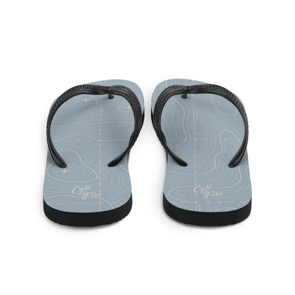 Blue Gray and Silver Flip-Flops