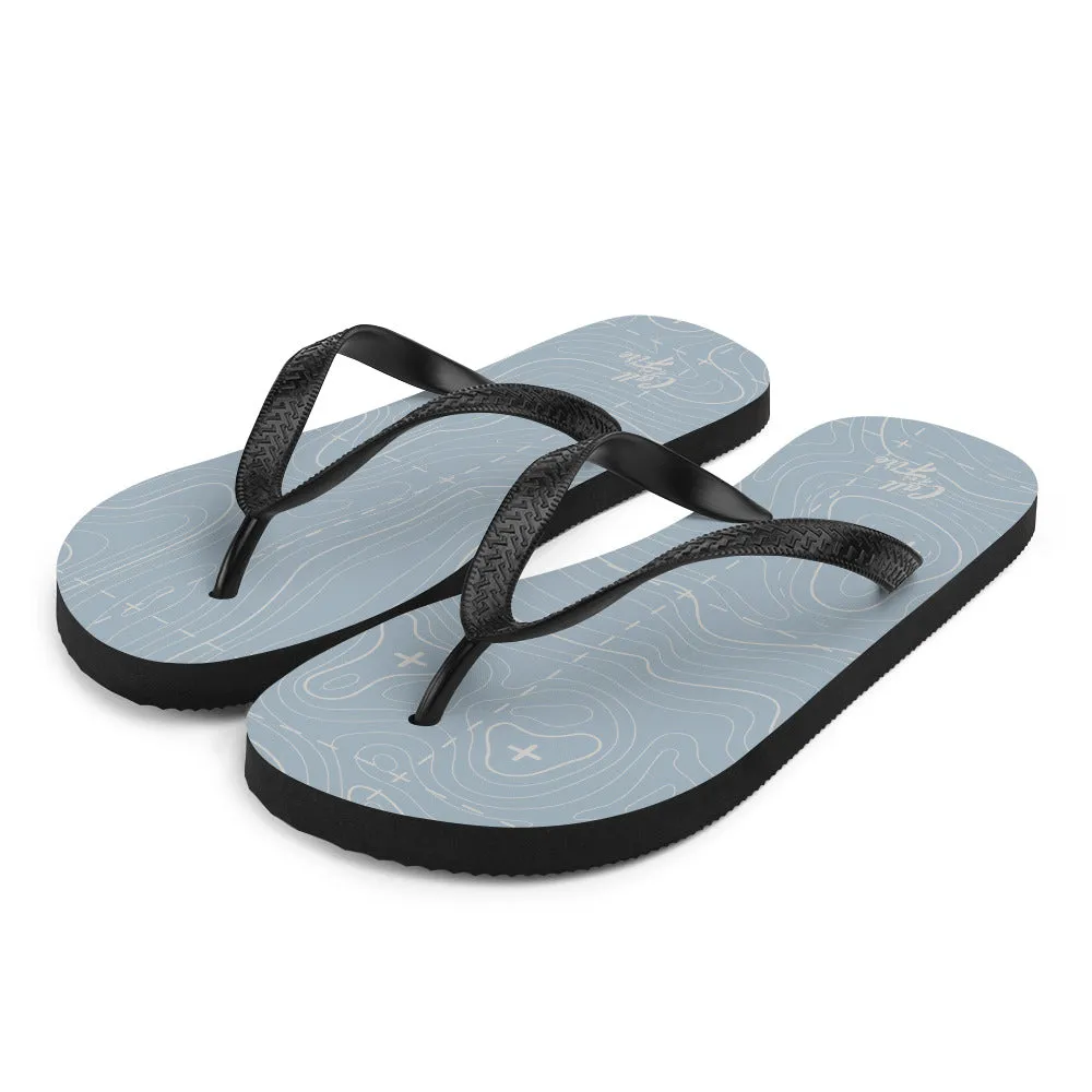 Blue Gray and Silver Flip-Flops