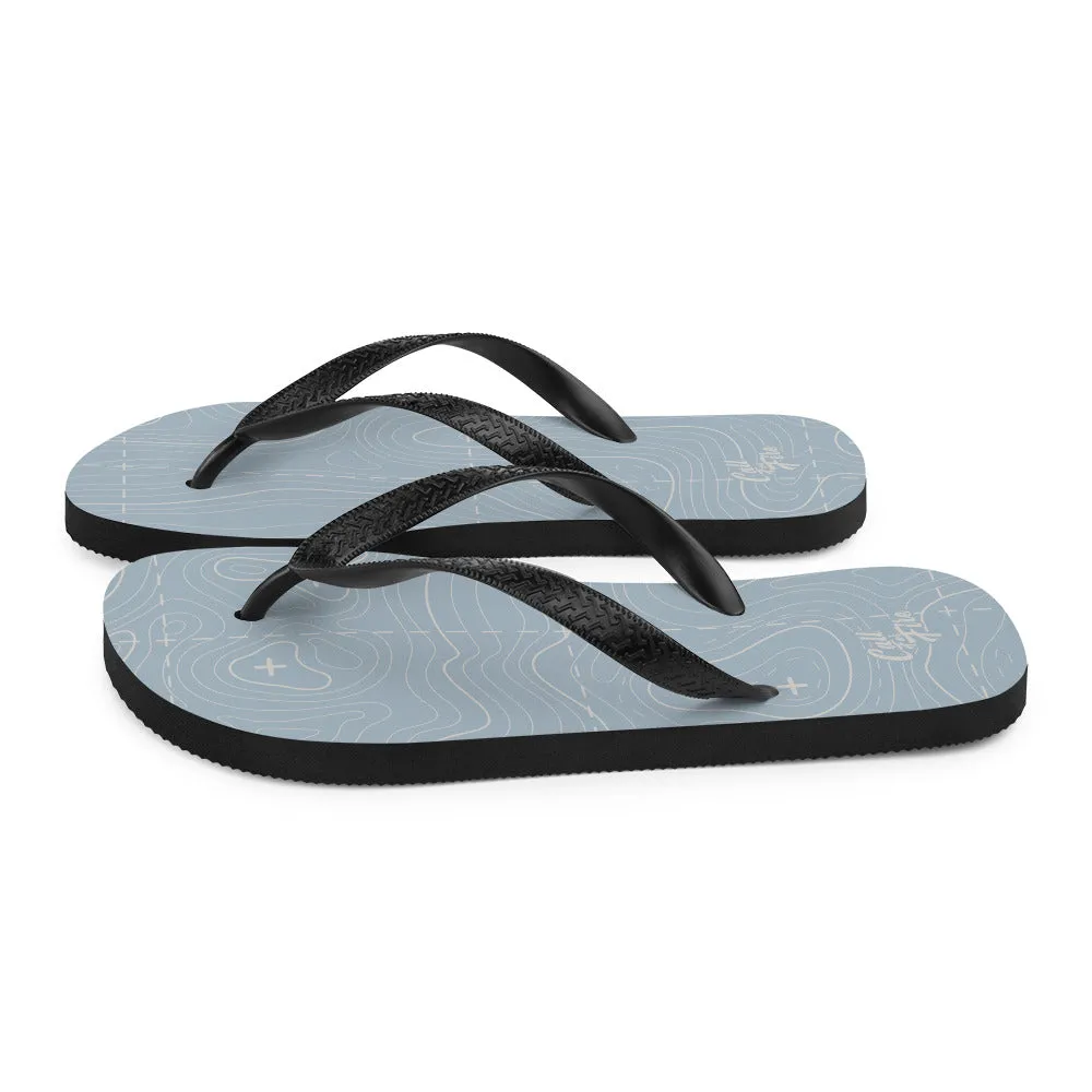 Blue Gray and Silver Flip-Flops