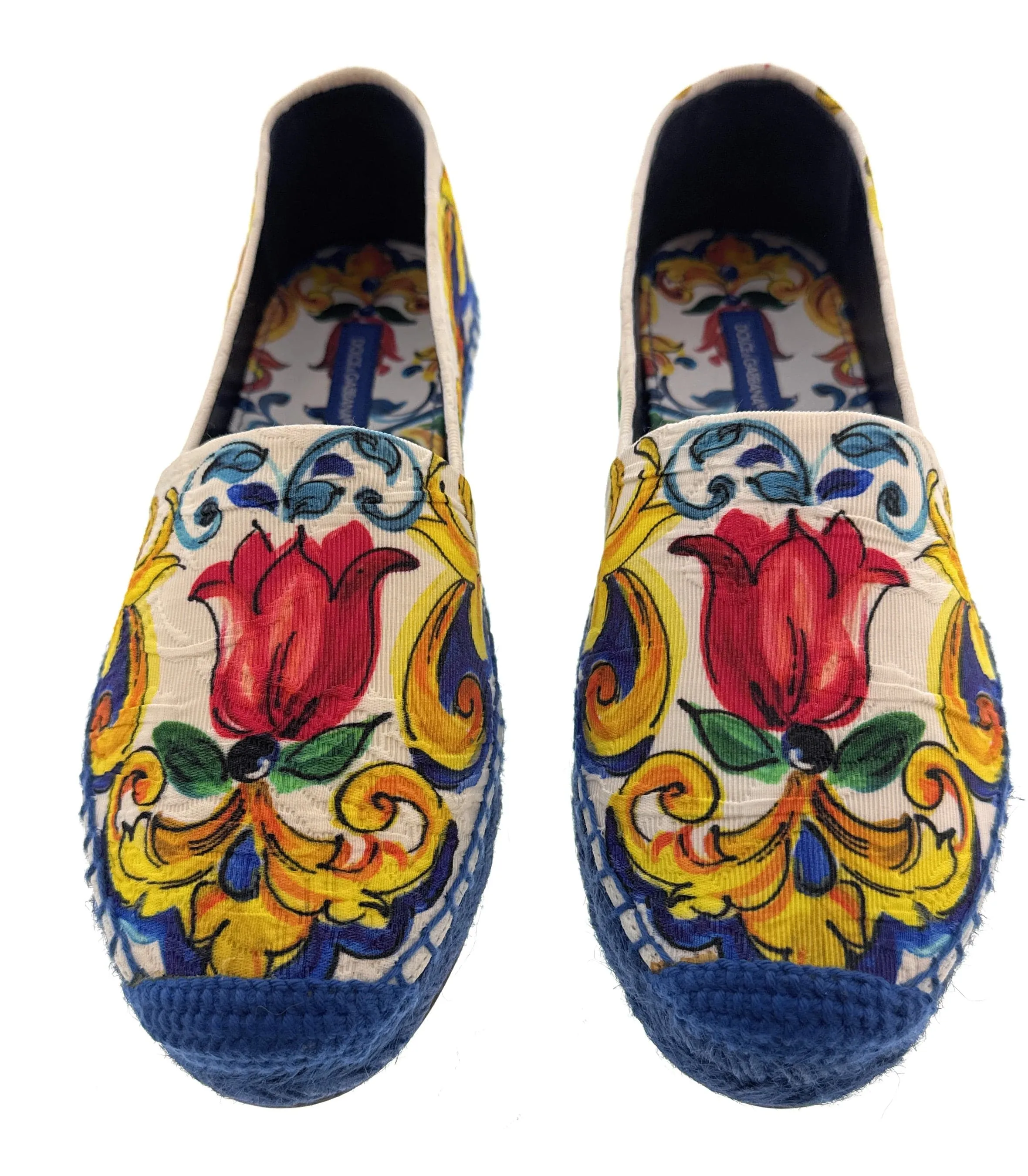 Dolce & Gabbana Multicolor Majolica Print Canvas Espadrille-EU36