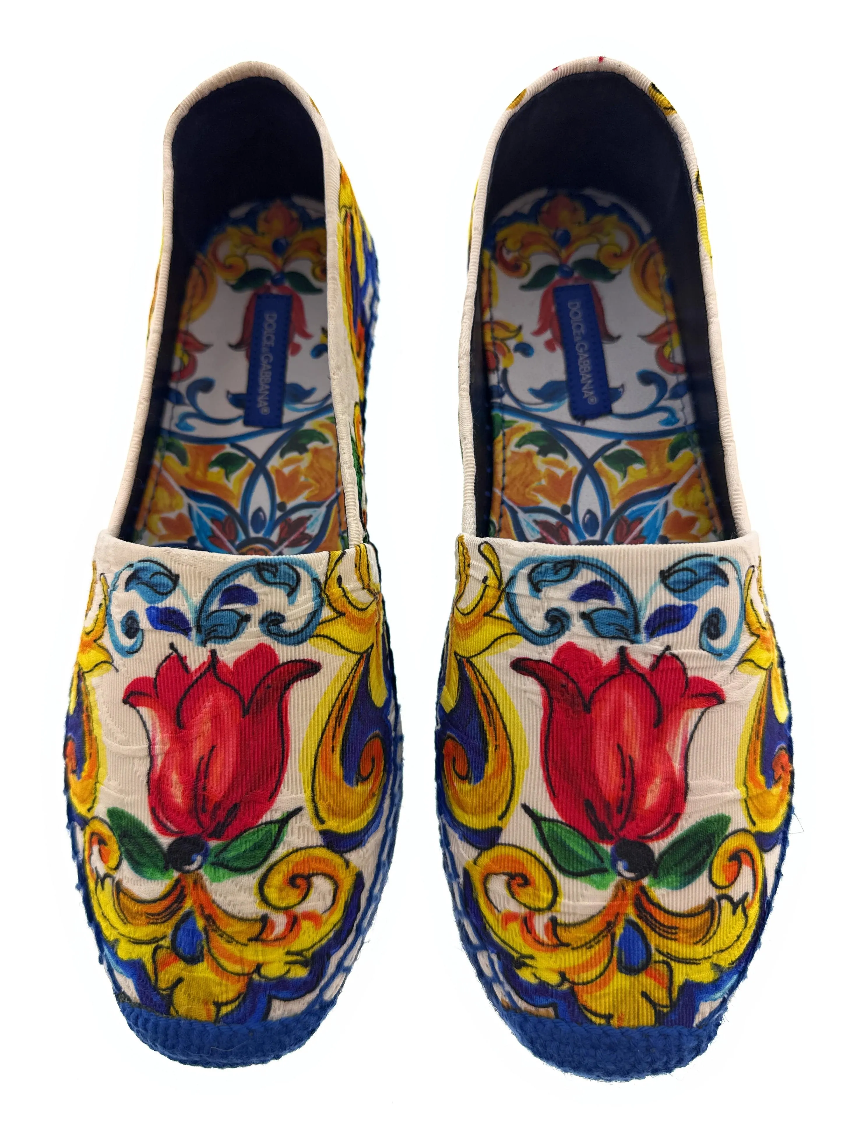 Dolce & Gabbana Multicolor Majolica Print Canvas Espadrille-EU36