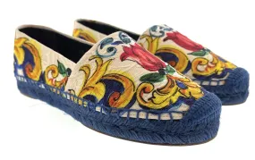 Dolce & Gabbana Multicolor Majolica Print Canvas Espadrille-EU36