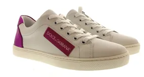 Dolce & Gabbana White/Fuchsia Classic Colorblock Sneakers-EU35
