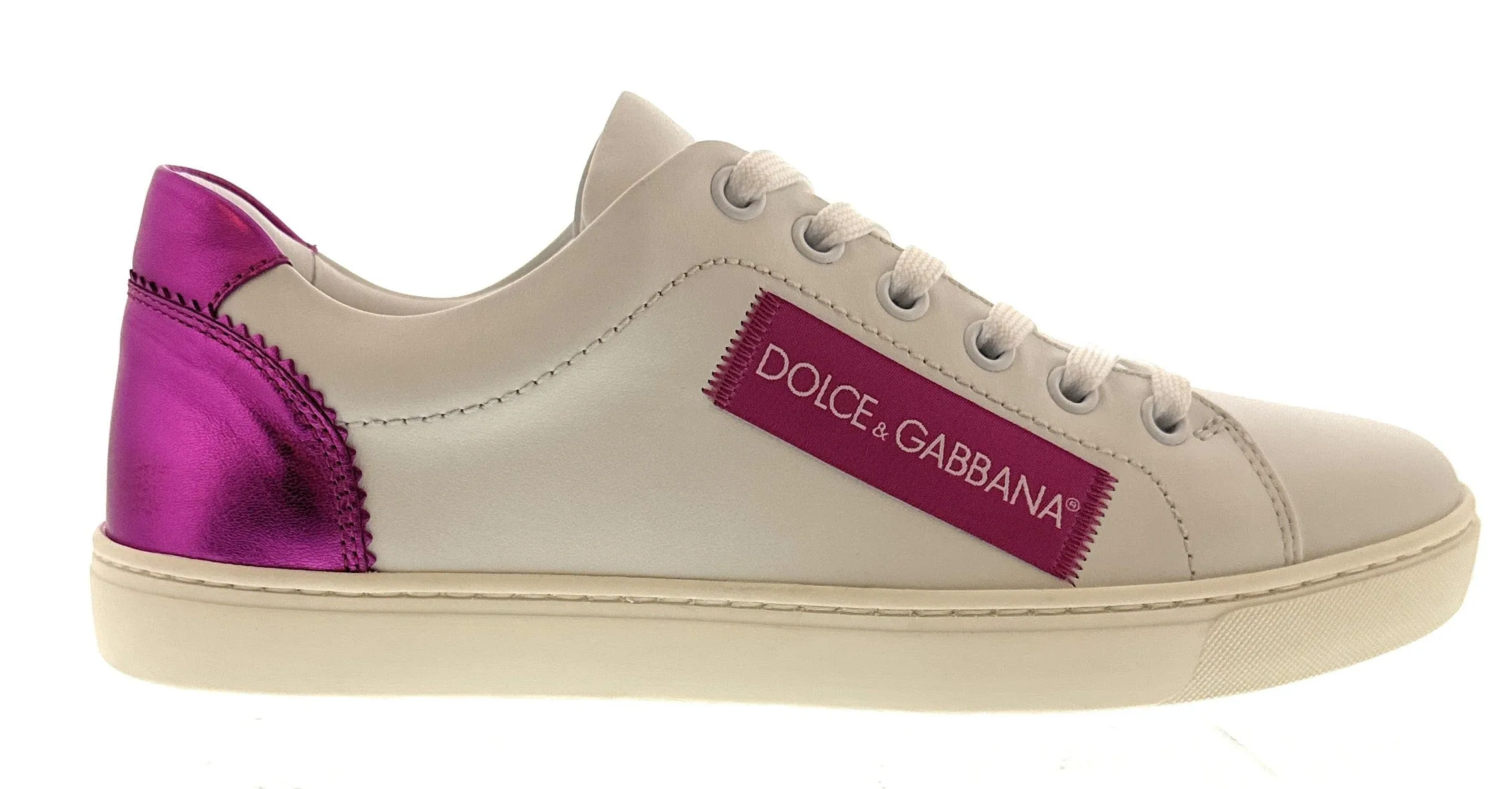 Dolce & Gabbana White/Fuchsia Classic Colorblock Sneakers-EU35