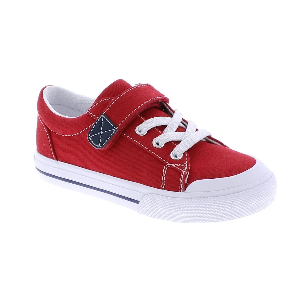 Footmates Kids Shoes - Jordan Vulcanized Canvas with Velcro - Red