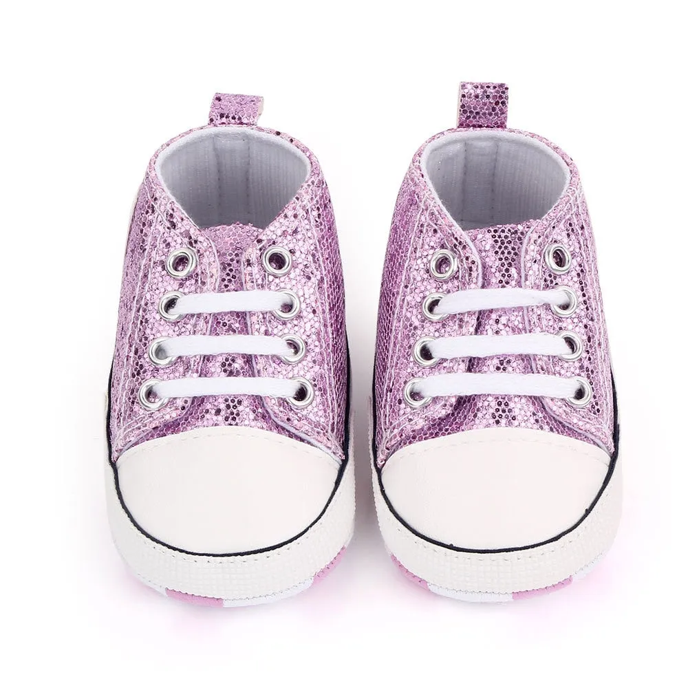 Newborn Sequined Canvas Baby Sneakers Baby Boys /Girls Shoes Baby Toddler Shoes Soft Sole Non-slip Baby Shoes
