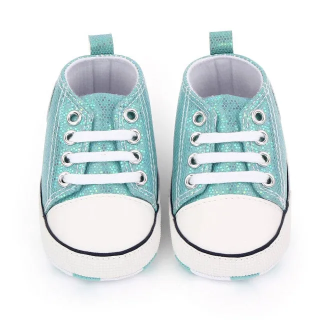 Newborn Sequined Canvas Baby Sneakers Baby Boys /Girls Shoes Baby Toddler Shoes Soft Sole Non-slip Baby Shoes