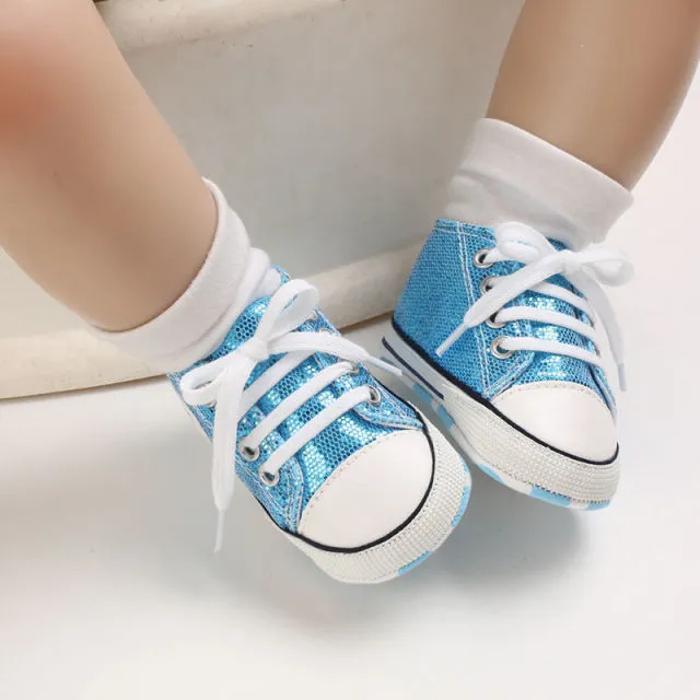 Newborn Sequined Canvas Baby Sneakers Baby Boys /Girls Shoes Baby Toddler Shoes Soft Sole Non-slip Baby Shoes