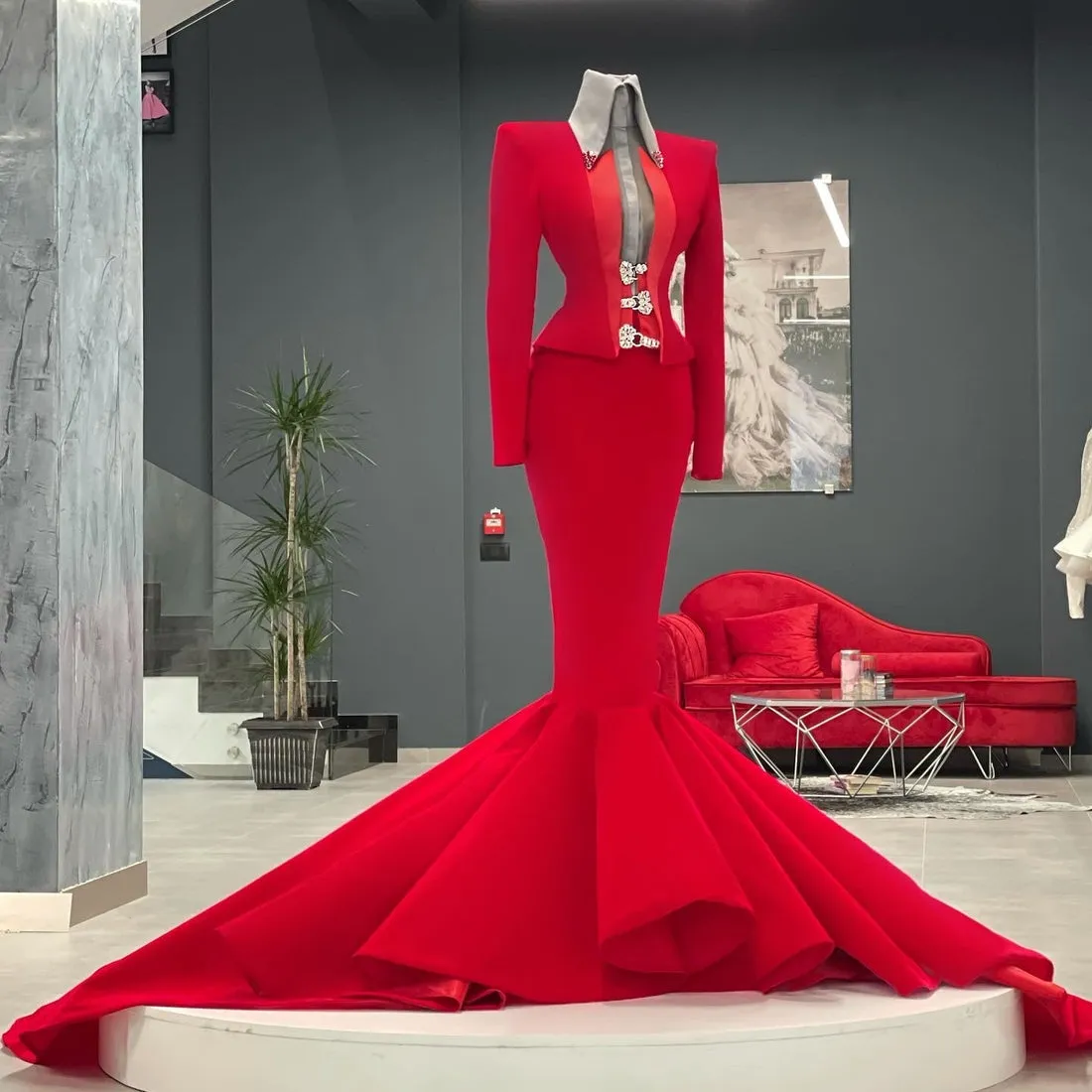 Oaklee Red Elegant Evening Dress