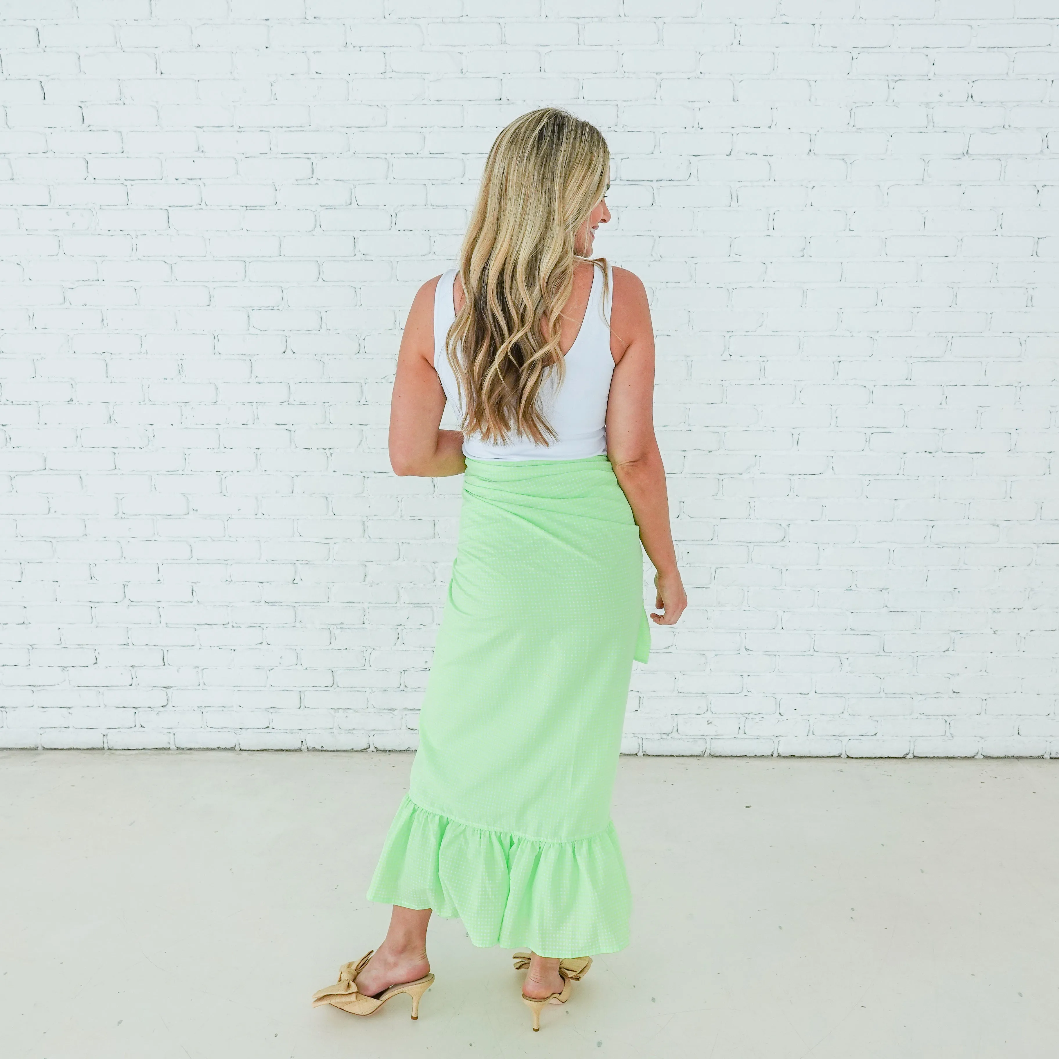 Whitney Wrap Skirt Gingham Lime