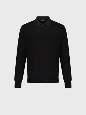 Zipped Polo Shirt Black